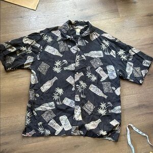 Bumka Bibas Silk Black Patterned Shirt! XL